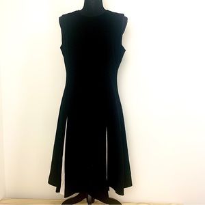 Calvin Klein Sleeveless Black Suiting Dress with A-Line Skirt